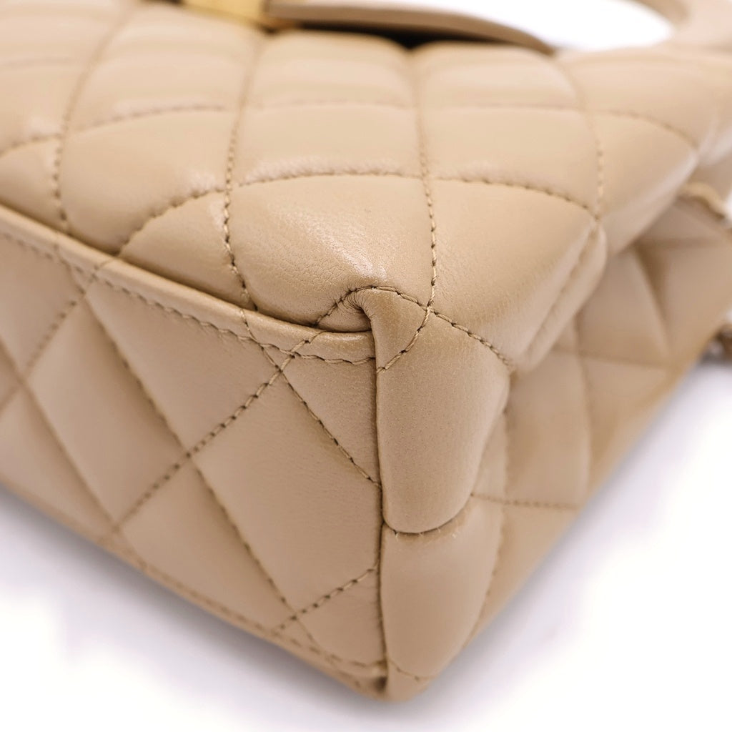CHANEL(シャネル) マトラッセ ミニショッピング ラムスキン ゴールド金具 チェーンショルダーバッグ ハンドバッグ プレート AS4416 ベージュ レディース
