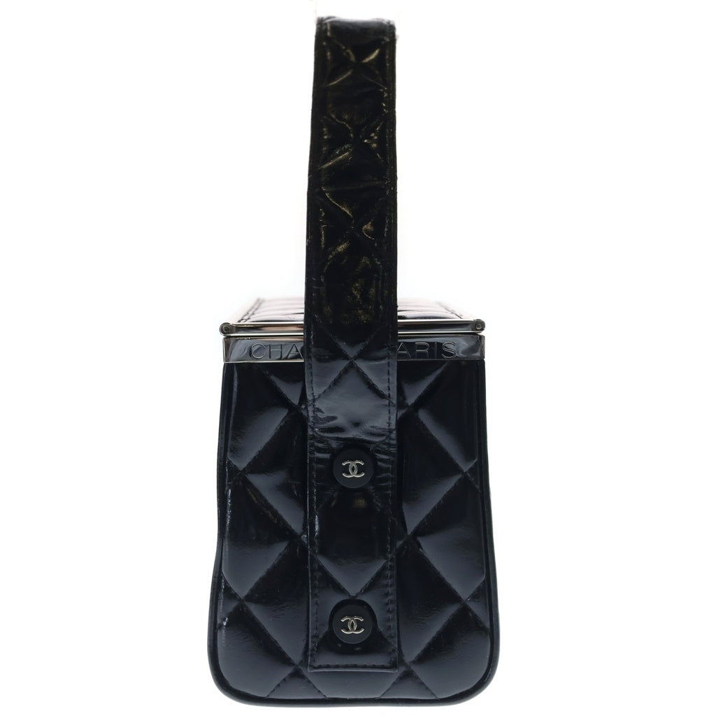 CHANEL(シャネル) マトラッセ 観音開き バニティバッグ ハンドバッグ ブラック パテント シルバー金具 レディース