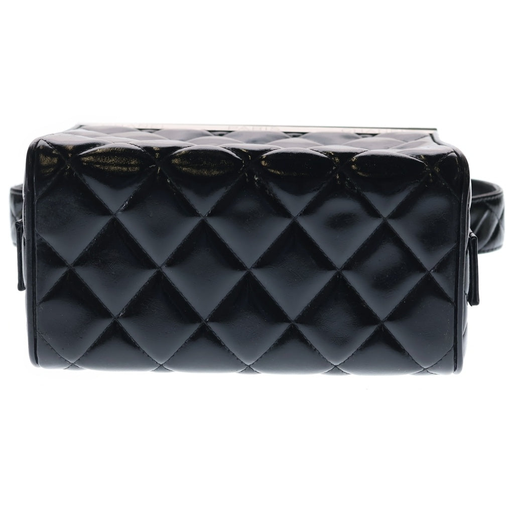 CHANEL(シャネル) マトラッセ 観音開き バニティバッグ ハンドバッグ ブラック パテント シルバー金具 レディース