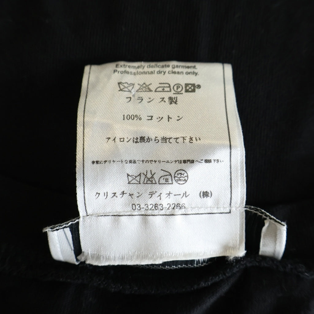 Christian Dior(クリスチャンディオール) ローズ スパンコール ロゴ刺繍 クルーネック 半袖 Tシャツ カットソー ブラック 2H12155026 レディース