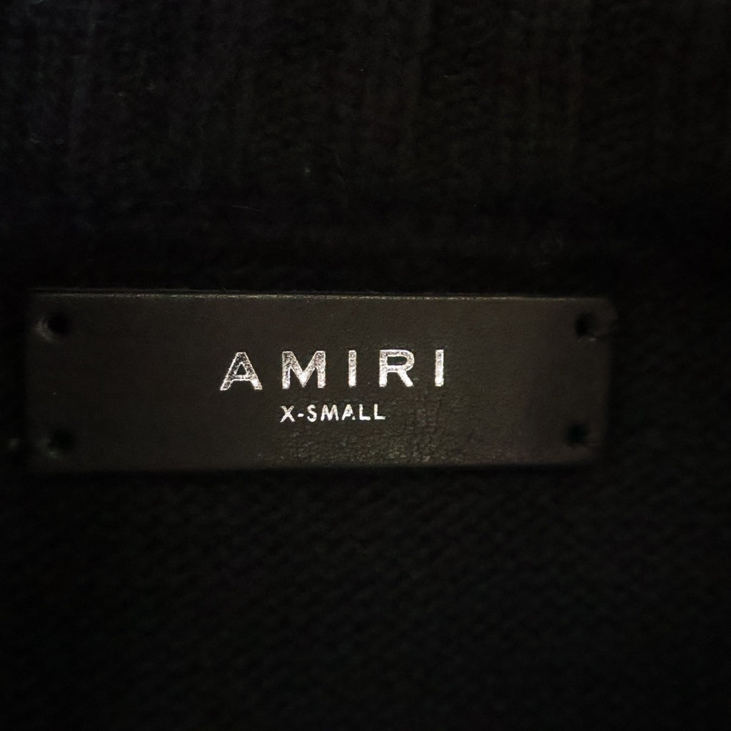AMIRI(アミリ) ラインストーン ストラップ刺繍 カシミヤ混 ウール クルーネック プルオーバー 長袖ニット セーター ブラック