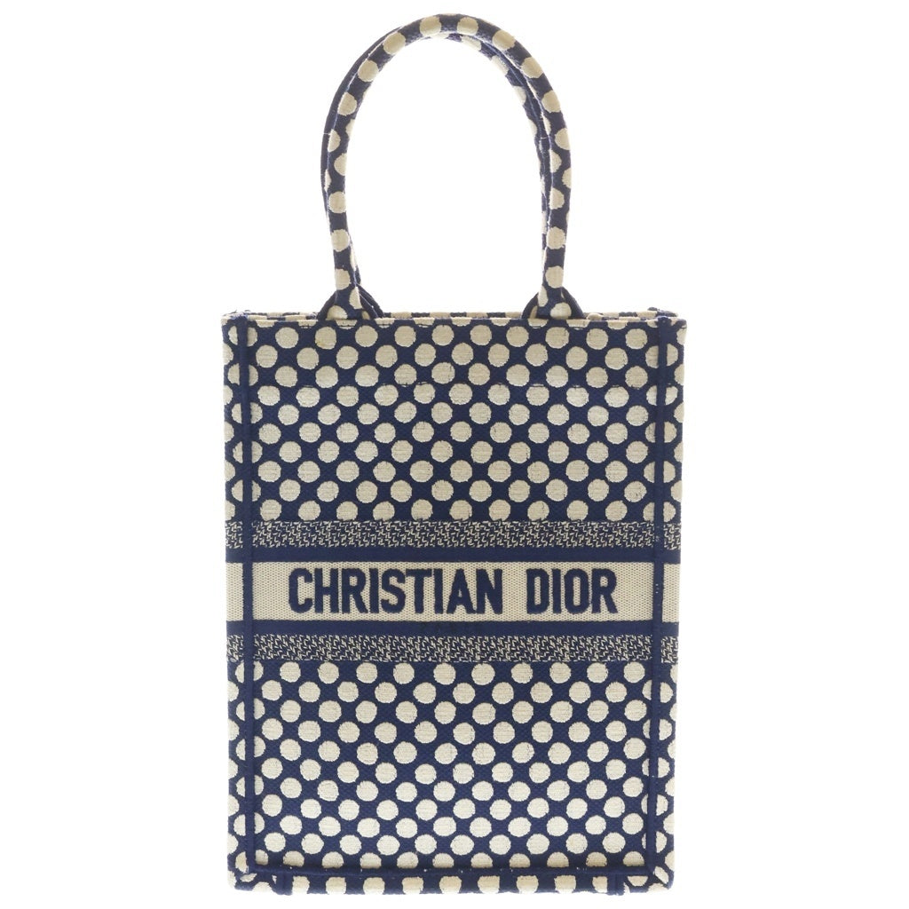 DIOR(ディオール) バーティカル ブックトート キャンバス ロゴ ドット トートバッグ ハンドバッグ ネイビー/ホワイト 24027775 レディース