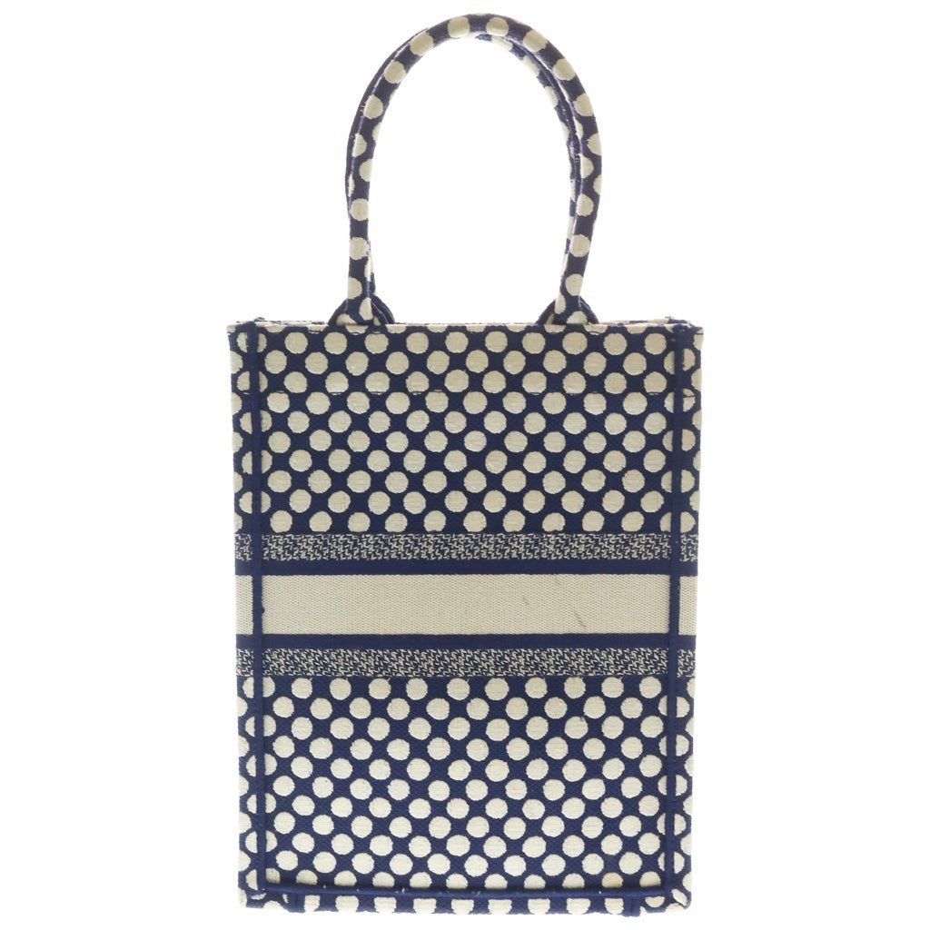 DIOR(ディオール) バーティカル ブックトート キャンバス ロゴ ドット トートバッグ ハンドバッグ ネイビー/ホワイト 24027775 レディース