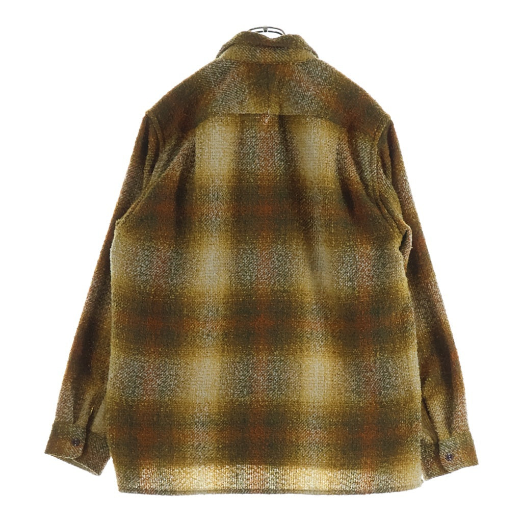 PENDLETON(ペンドルトン) ×Bill Wall Leather ビルウォールレザー シルバーボタン オープンカラー ニット 長袖シャツ ブラウン 4475-7206