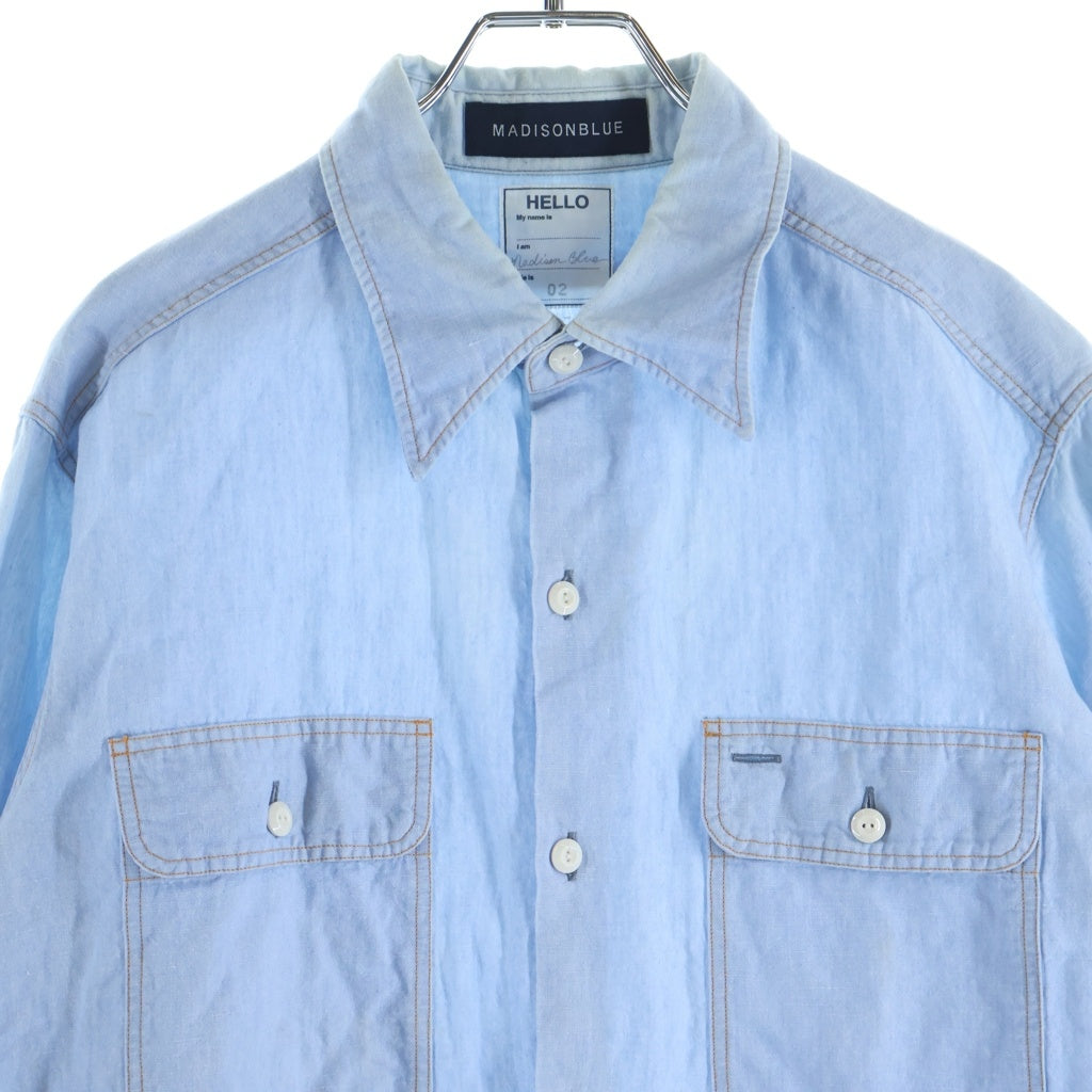 MADISONBLUE(マディソンブルー) コットン長袖シャツ シャンブレー ブルー MB171-5025
