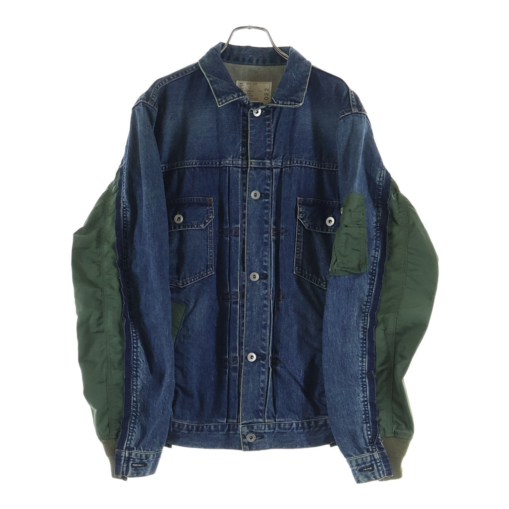 Sacai(サカイ) 21AW Denim×MA-1 Jacket ドッキング デニム トラッカージャケット インディゴ/カーキ SCM-022