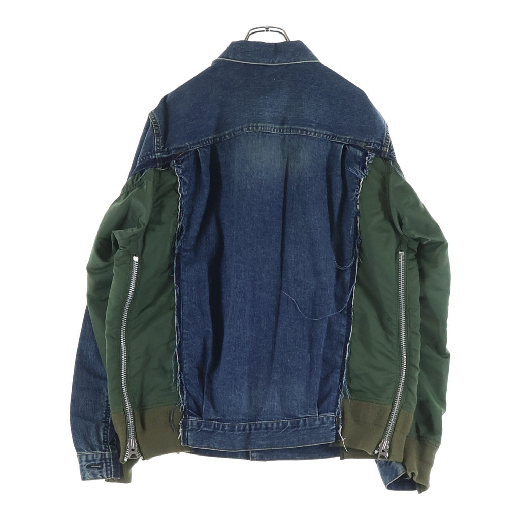 Sacai(サカイ) 21AW Denim×MA-1 Jacket ドッキング デニム トラッカージャケット インディゴ/カーキ SCM-022