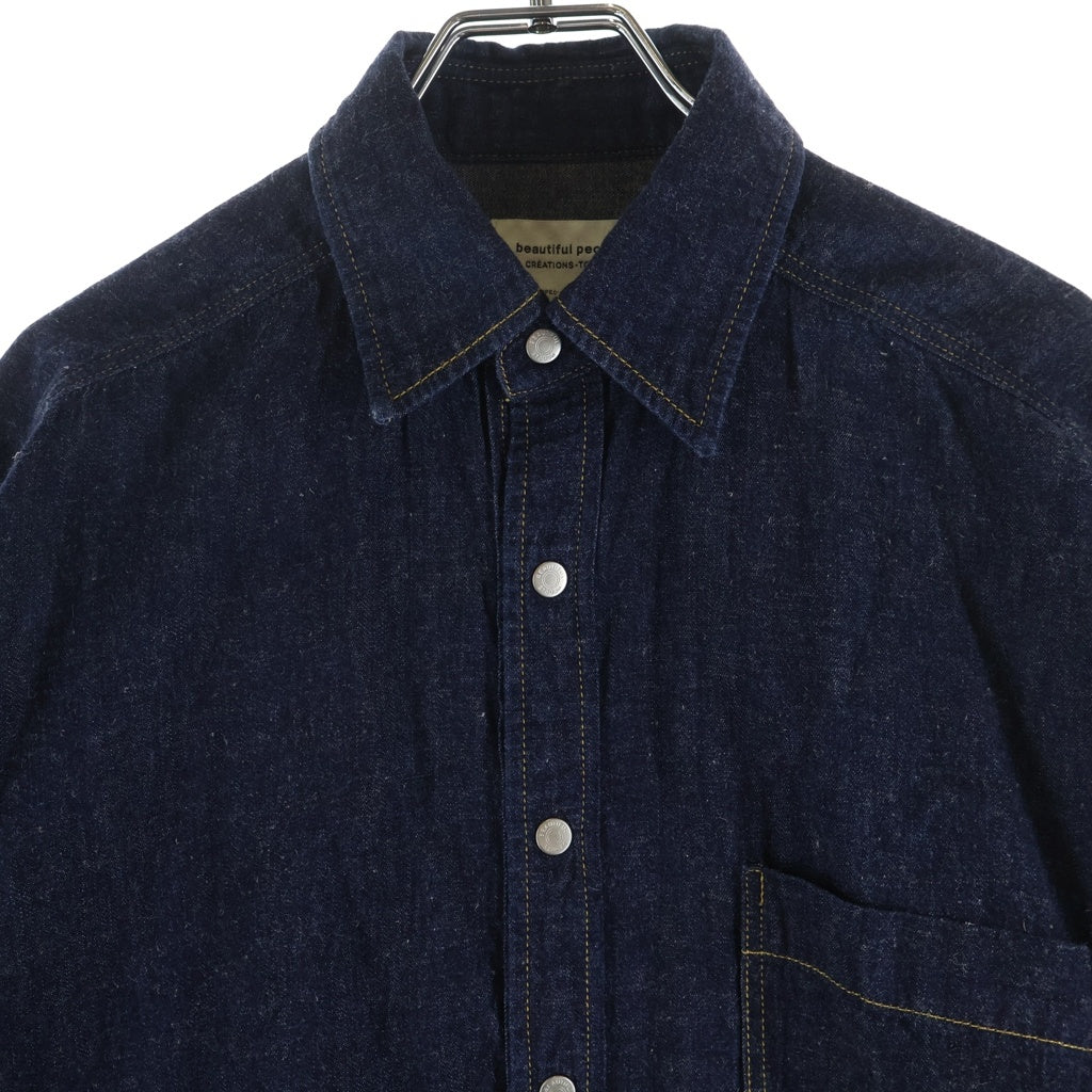 beautiful people(ビューティフルピープル) dungaree denim big tuck over shirt ダンガリーデニム ビッグ タック オーバー 長袖シャツ インディゴ 1445106020