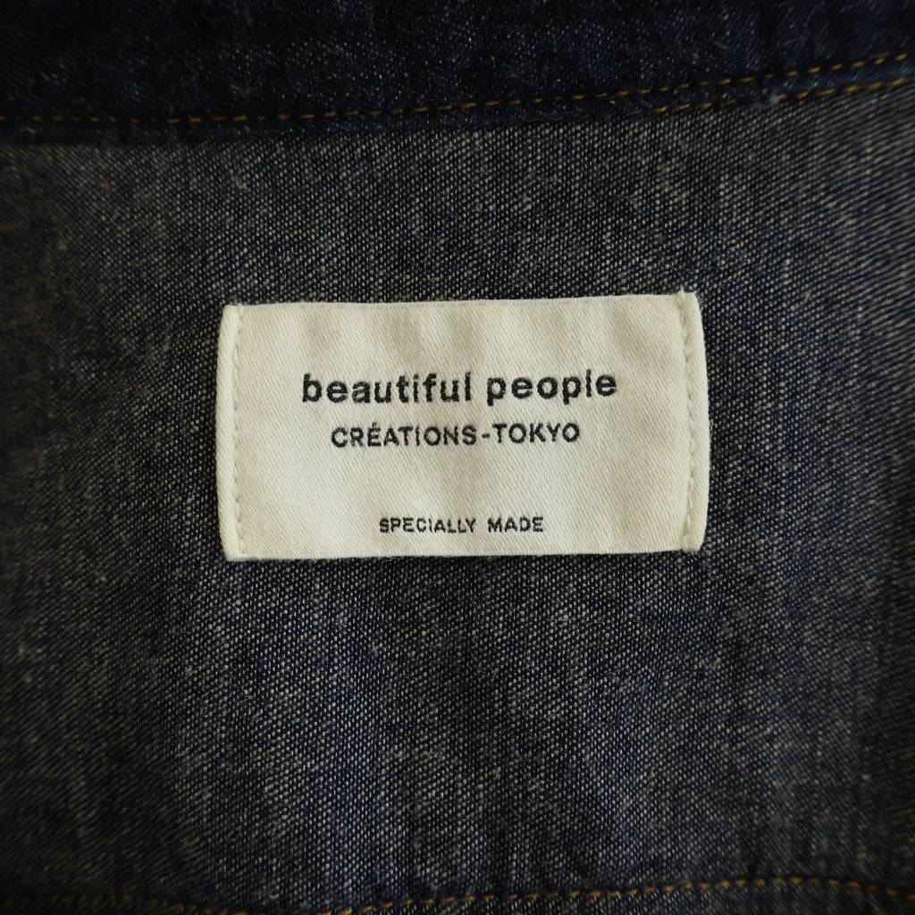 beautiful people(ビューティフルピープル) dungaree denim big tuck over shirt ダンガリーデニム ビッグ タック オーバー 長袖シャツ インディゴ 1445106020