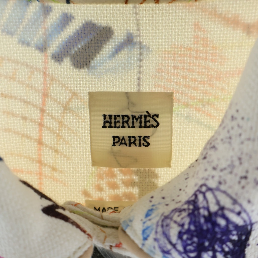 HERMES(エルメス) 23SS CHEVALO SCOPE シュヴァロスコープ 総柄プリント デニム トラッカージャケット ホワイト 3E0233D5 レディース