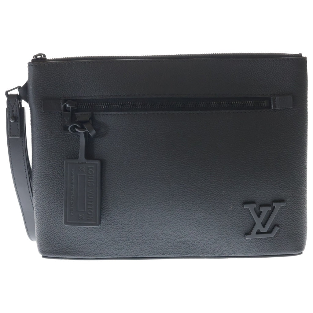 LOUIS VUITTON(ルイヴィトン) LVアエログラム テイクオフ ポーチ レザー クラッチ セカンドバッグ ブラック M69837 レディース