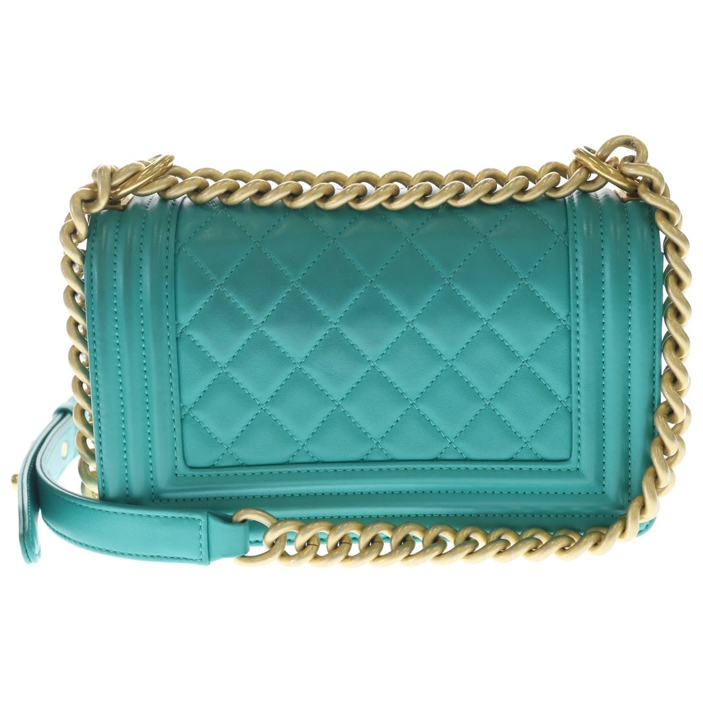 CHANEL(シャネル) ボーイシャネル20 スモール チェーン ショルダーバッグ ラムスキン ゴールド金具 グリーン A67085 シール 23番台 レディース