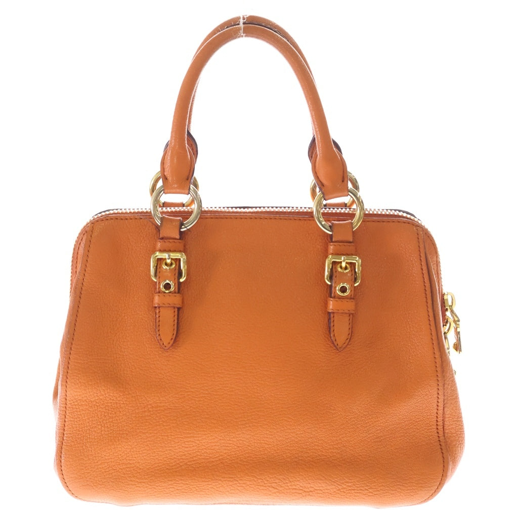 miumiu(ミュウミュウ) MADRAS マドラス レザー 2WAY ハンド ショルダーバッグ ゴールド金具 オレンジ RL0058 レディース