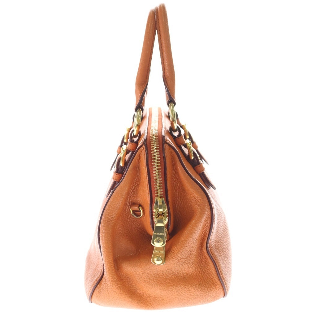 miumiu(ミュウミュウ) MADRAS マドラス レザー 2WAY ハンド ショルダーバッグ ゴールド金具 オレンジ RL0058 レディース