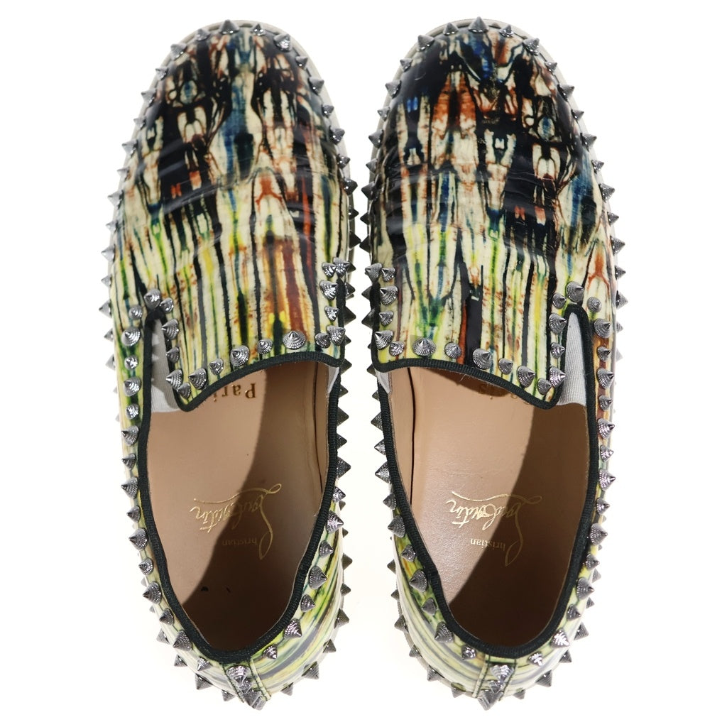 CHRISTIAN LOUBOUTIN(クリスチャンルブタン) スタッズスリッポン フラットシューズ マルチカラー #38.5 レディース
