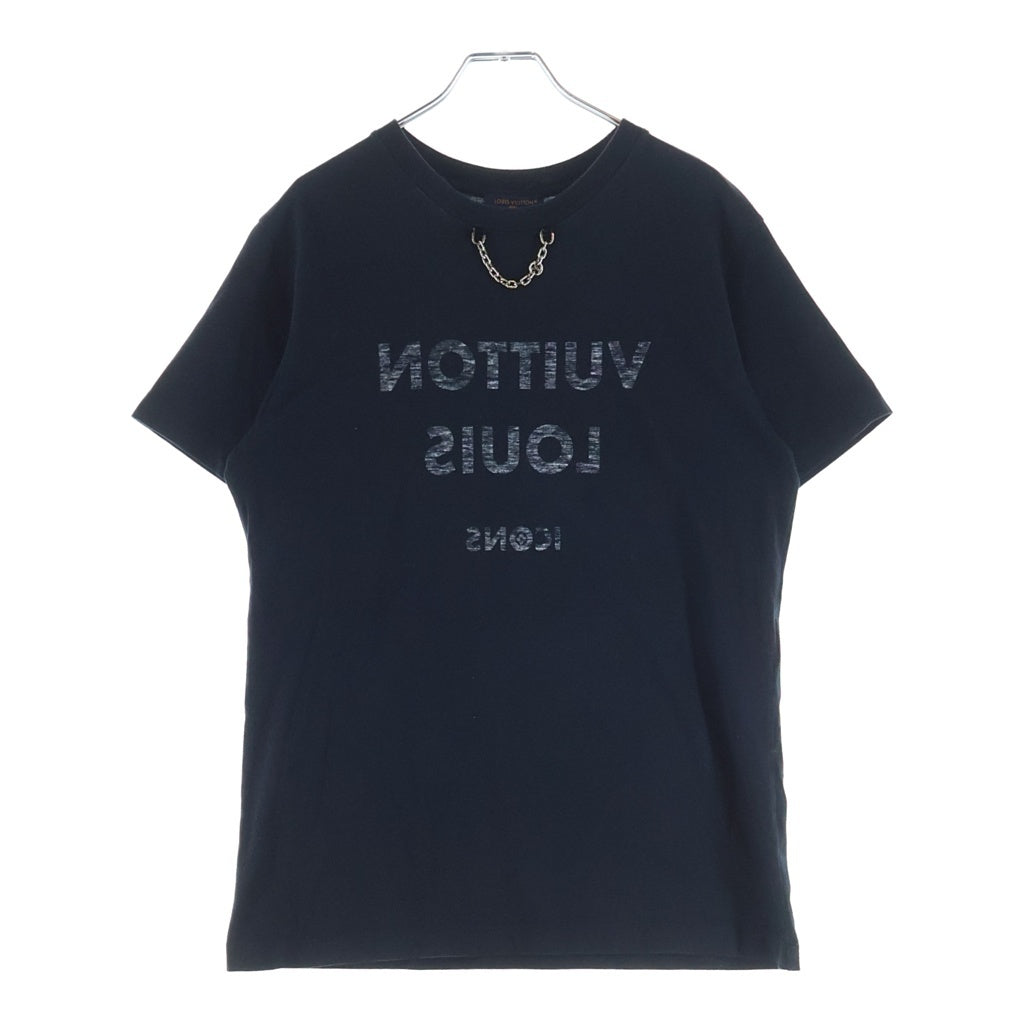 LOUIS VUITTON(ルイヴィトン) LV チェーン リバースロゴ プリント クルーネック 半袖Tシャツ カットソー ネイビー RW211W TXP FJTS18 レディース