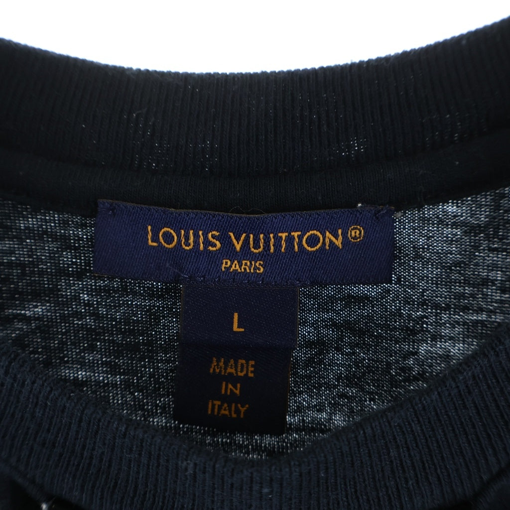 LOUIS VUITTON(ルイヴィトン) LV チェーン リバースロゴ プリント クルーネック 半袖Tシャツ カットソー ネイビー RW211W TXP FJTS18 レディース