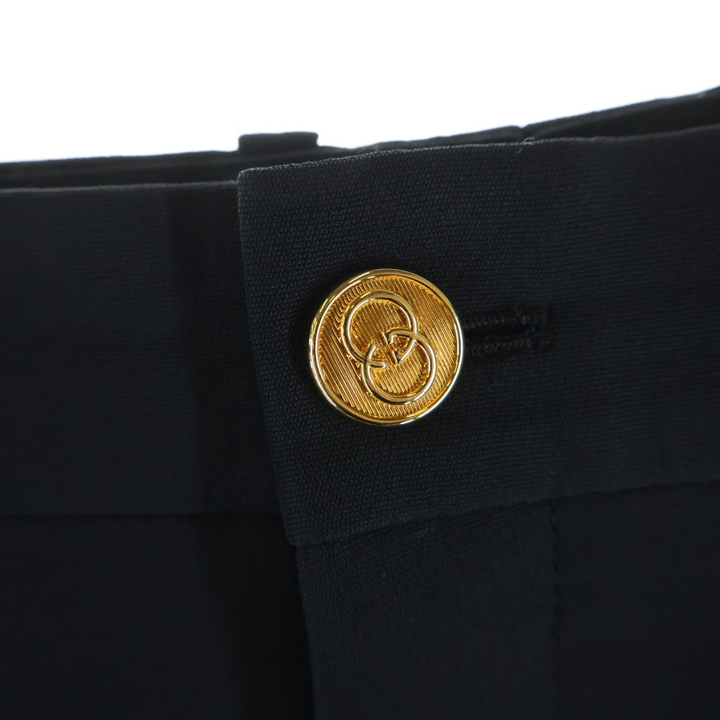 GUCCI(グッチ) インターロッキングG シルク ウール センタープレス セミフレア スラックスパンツ ブラック レディース 609657