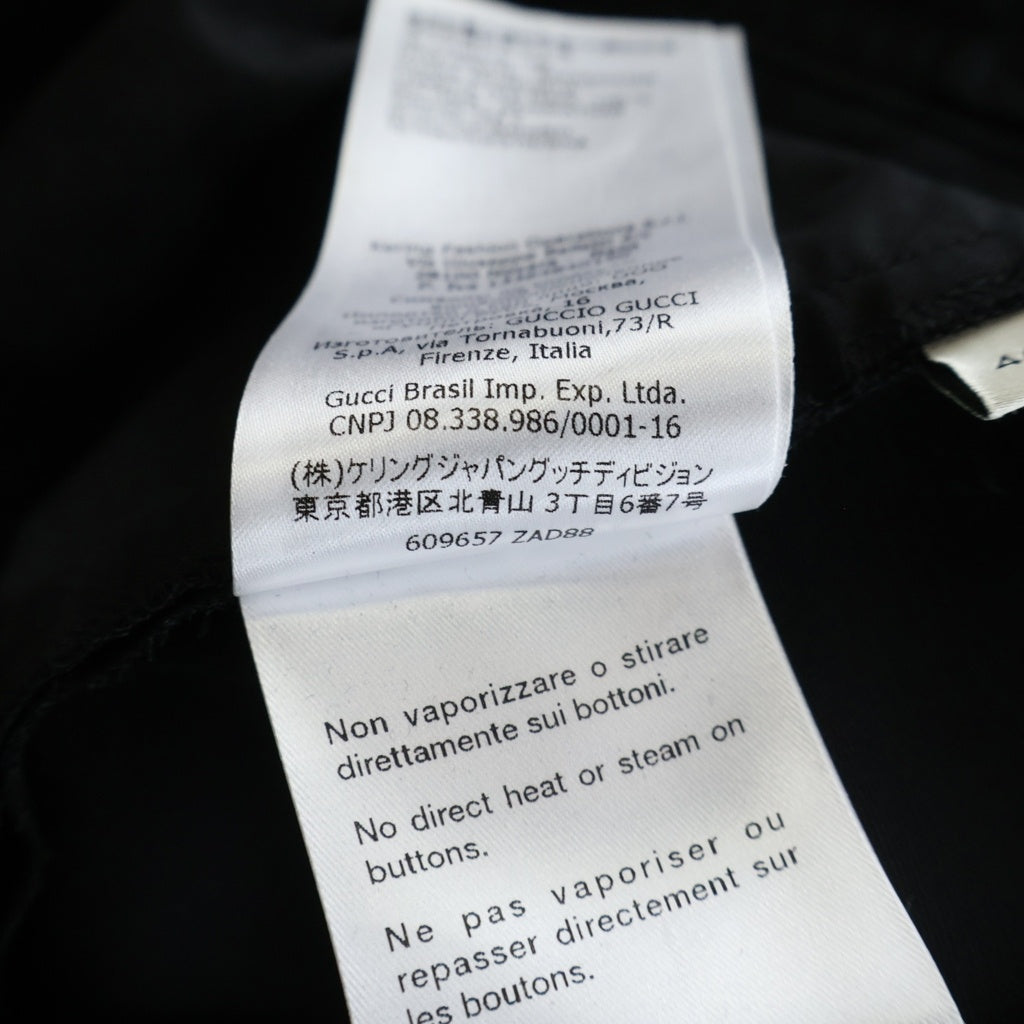 GUCCI(グッチ) インターロッキングG シルク ウール センタープレス セミフレア スラックスパンツ ブラック レディース 609657