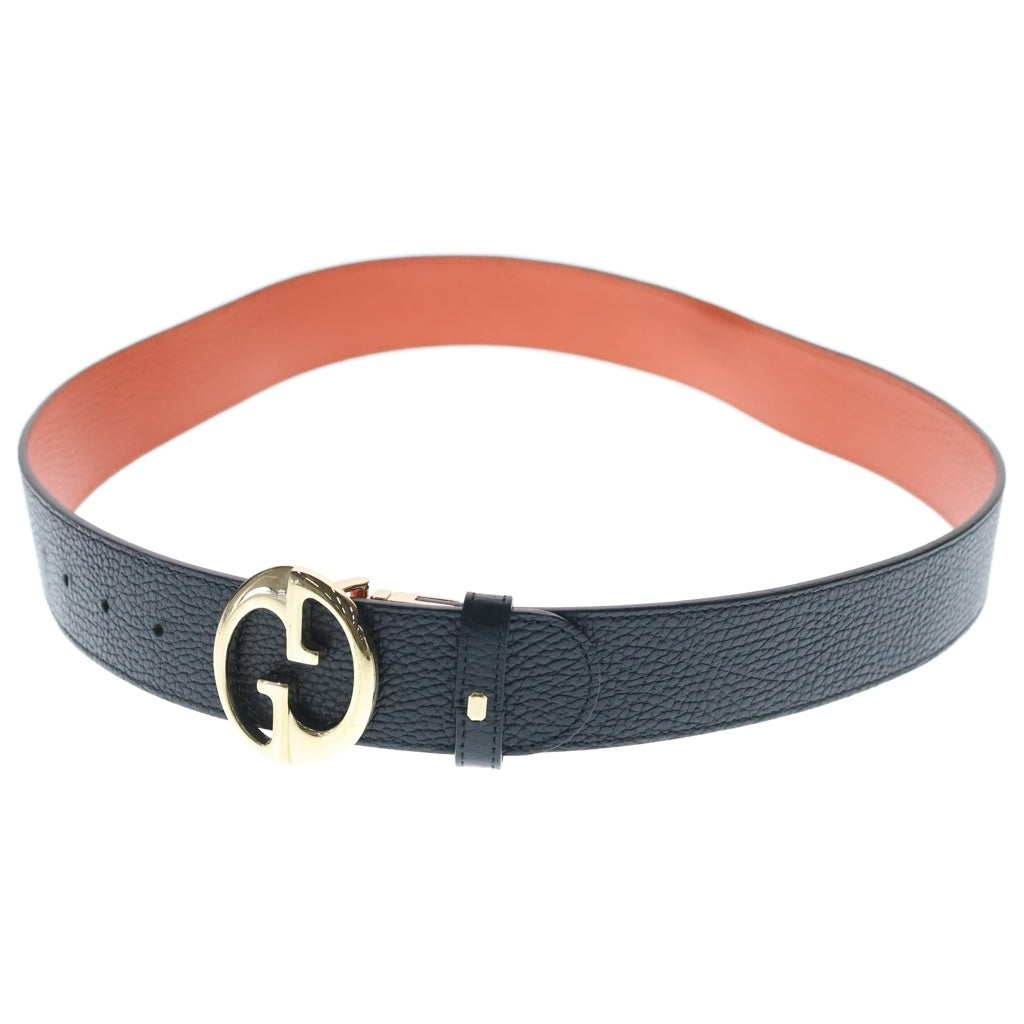 GUCCI(グッチ) GGスプリーム リバーシブルベルト ブラック×オレンジ レザー 480199 ゴールド金具