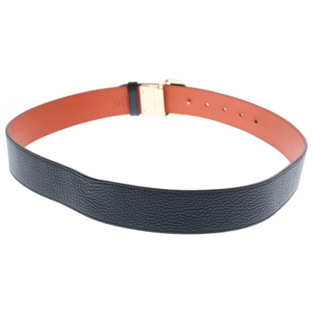 GUCCI(グッチ) GGスプリーム リバーシブルベルト ブラック×オレンジ レザー 480199 ゴールド金具