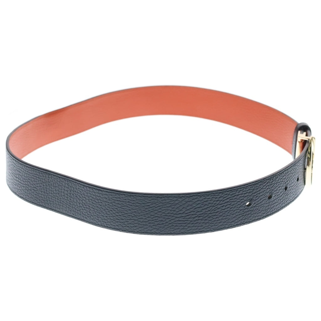 GUCCI(グッチ) GGスプリーム リバーシブルベルト ブラック×オレンジ レザー 480199 ゴールド金具