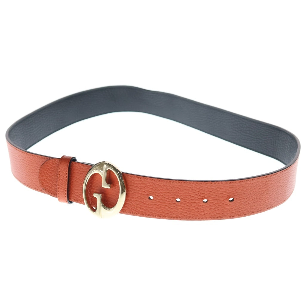 GUCCI(グッチ) GGスプリーム リバーシブルベルト ブラック×オレンジ レザー 480199 ゴールド金具