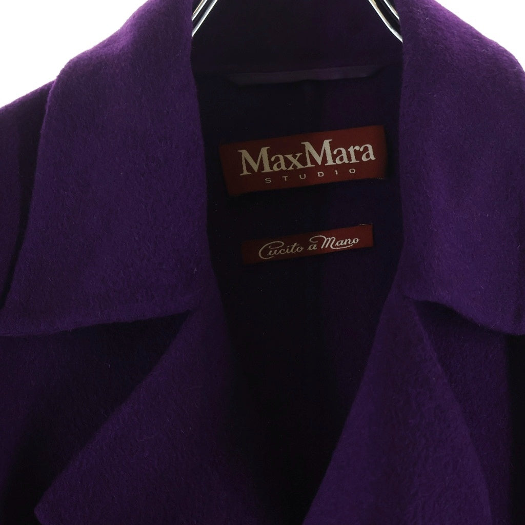 Max Mara(マックスマーラ) カシミヤ混 ウール ガウン ロング チェスター コート パープル レディース
