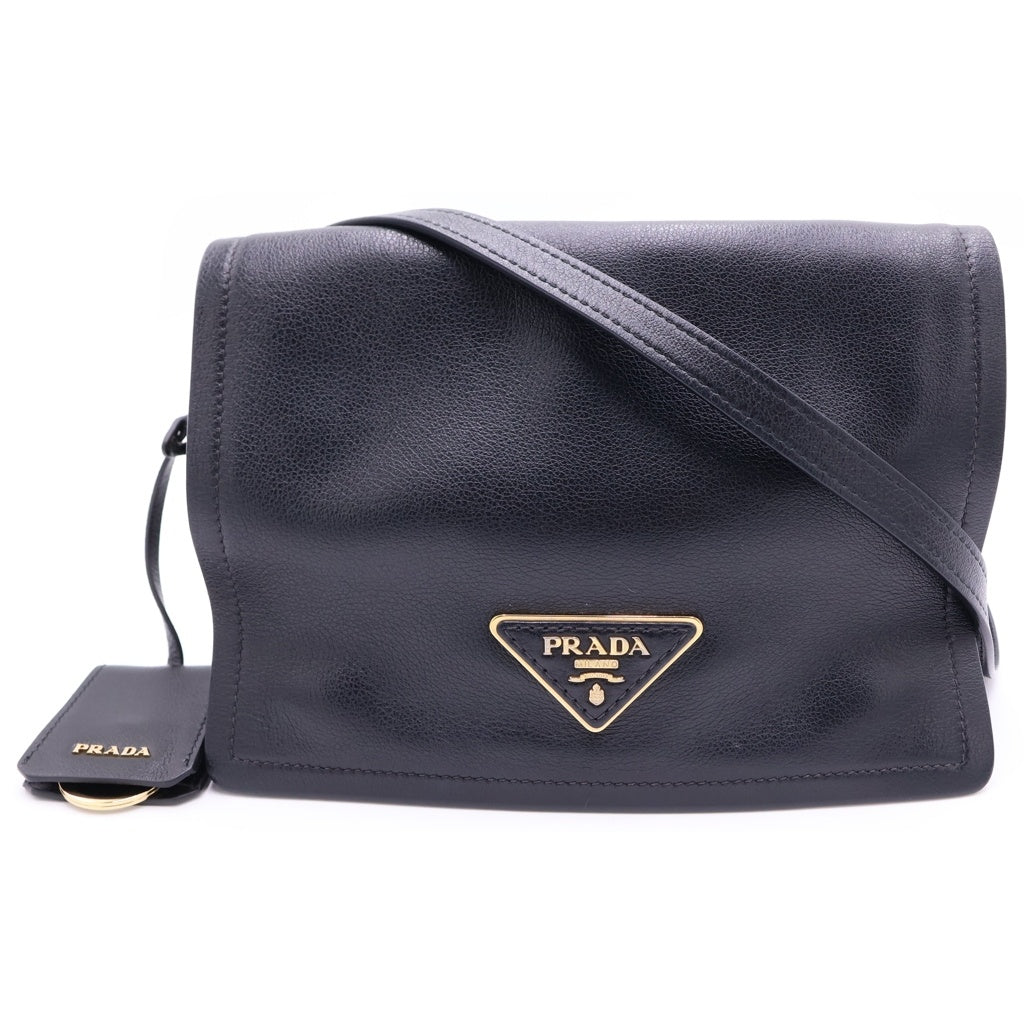 PRADA(プラダ) エティケット ショルダーバッグ ブラック カーフスキン 1BD081 ゴールド金具 レディース