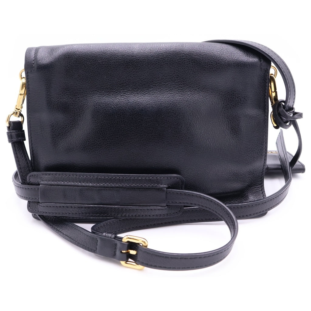PRADA(プラダ) エティケット ショルダーバッグ ブラック カーフスキン 1BD081 ゴールド金具 レディース