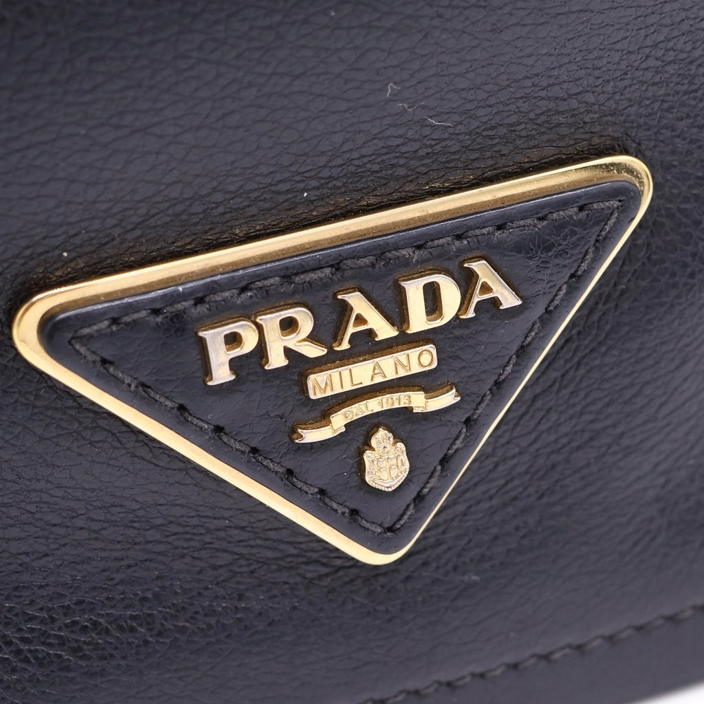 PRADA(プラダ) エティケット ショルダーバッグ ブラック カーフスキン 1BD081 ゴールド金具 レディース