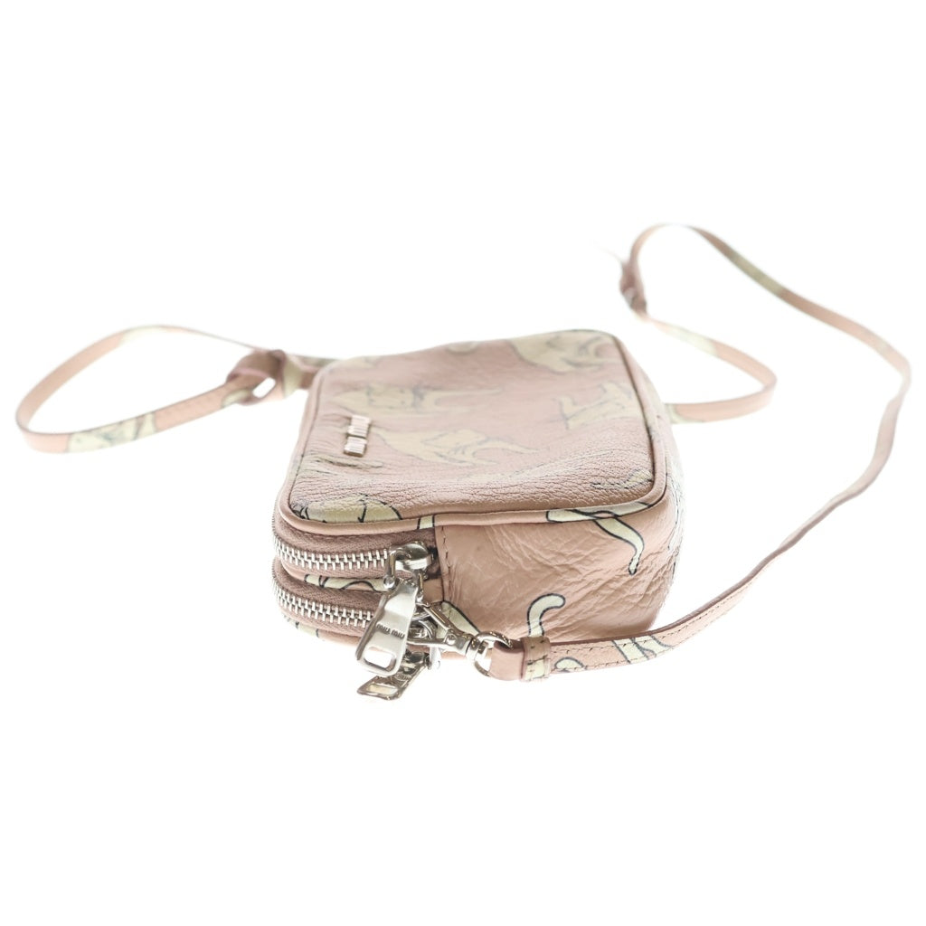 miumiu(ミュウミュウ) マドラス キャット プリント ミニショルダーバッグ ピンク レザー 5ZH011 シルバー金具 レディース