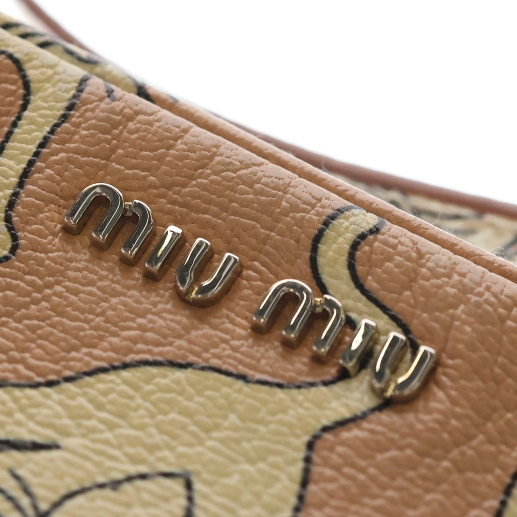 miumiu(ミュウミュウ) マドラス キャット プリント ミニショルダーバッグ ピンク レザー 5ZH011 シルバー金具 レディース