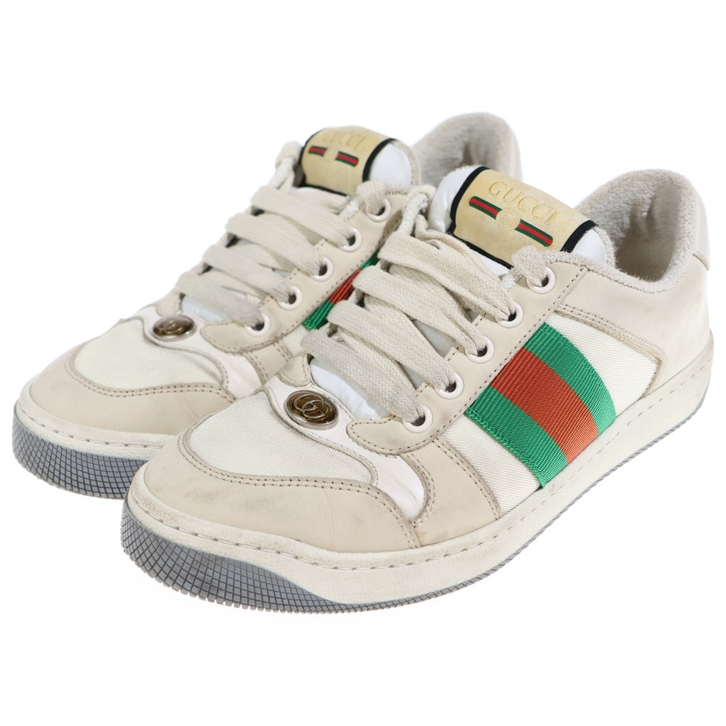 GUCCI(グッチ) スクリーナー GGロゴ レザー レースアップ ローカットシューズ スニーカー ベージュ レディース