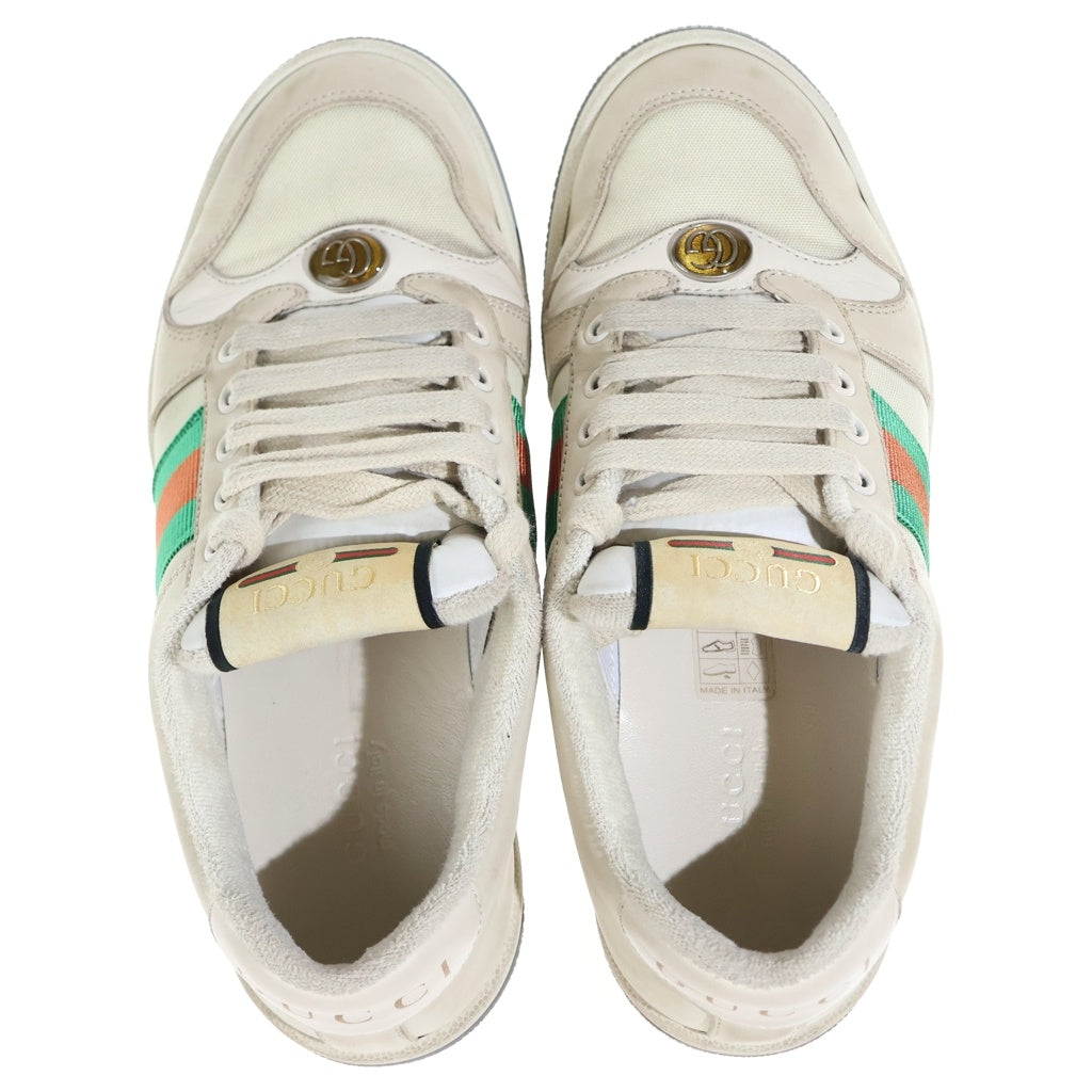 GUCCI(グッチ) スクリーナー GGロゴ レザー レースアップ ローカットシューズ スニーカー ベージュ レディース