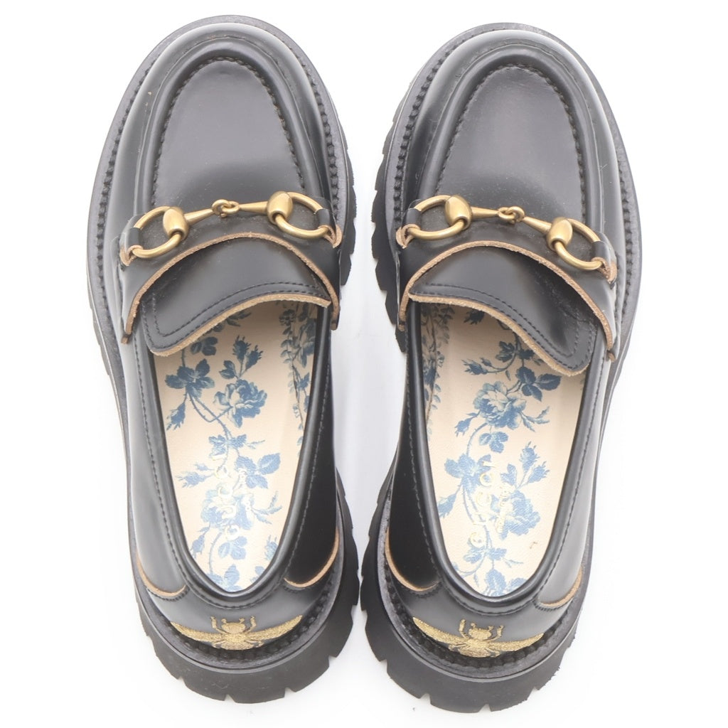 GUCCI(グッチ) ホースビット BEE刺繍 レザー ローファー シューズ ブラック レディース 577236