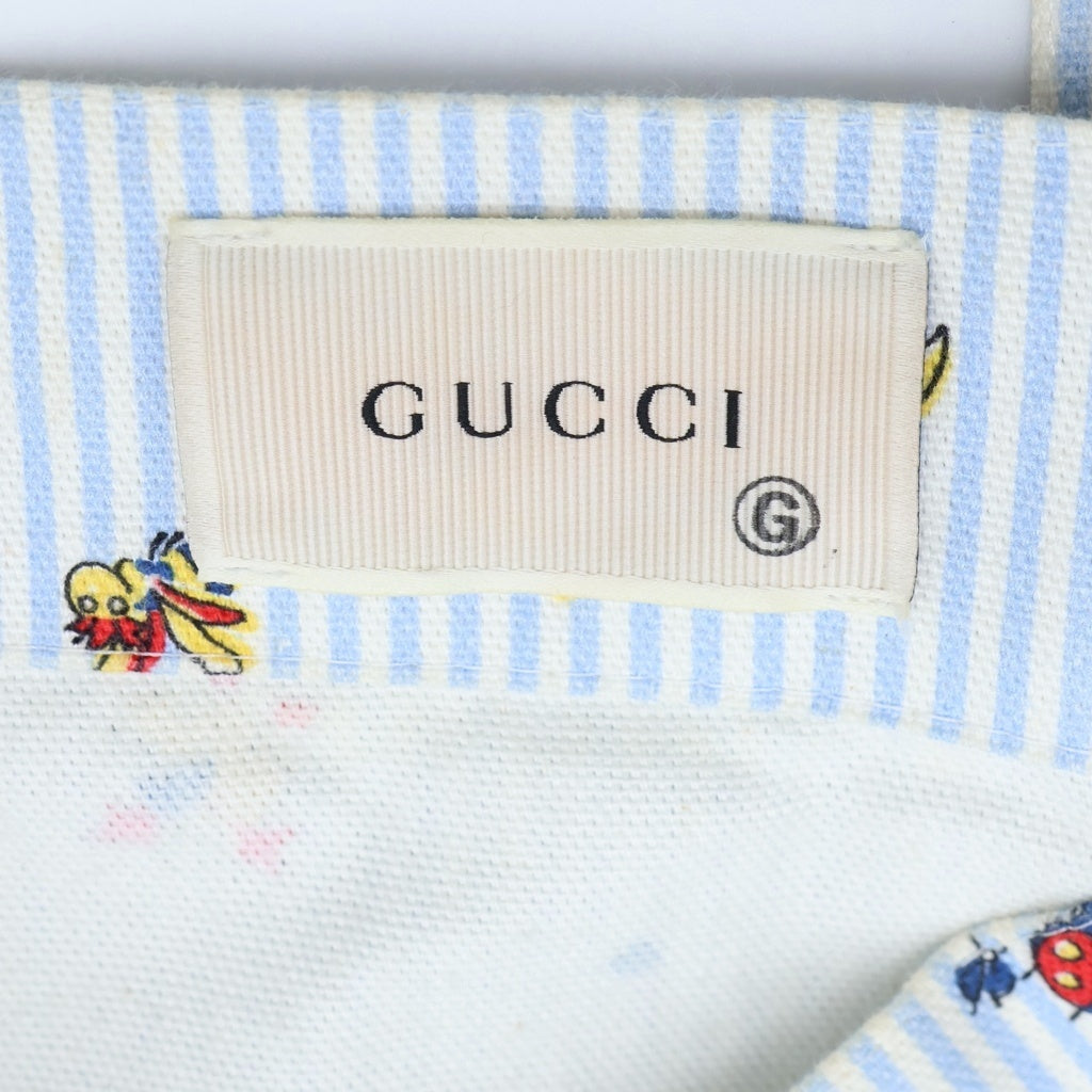 GUCCI(グッチ) トートバッグ アヒル てんとう虫 ストライプ ブルー/ホワイト レディース