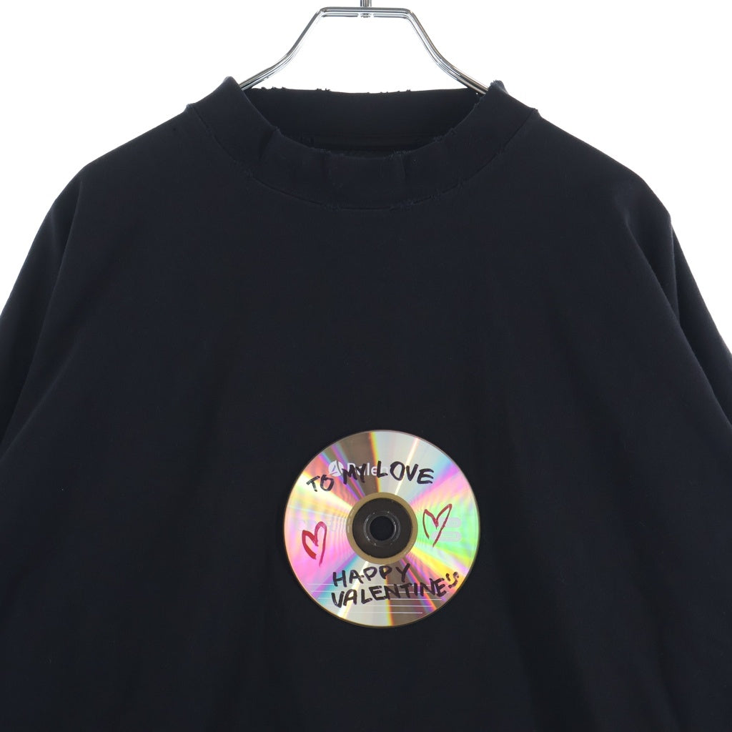 BALENCIAGA(バレンシアガ) TO MY LOVE VALENTINE CD LS T-shirt logo ヴァレンタイン ダメージ加工 ロングスリーブ Tシャツ ブラック 739027 TQVE4 1055
