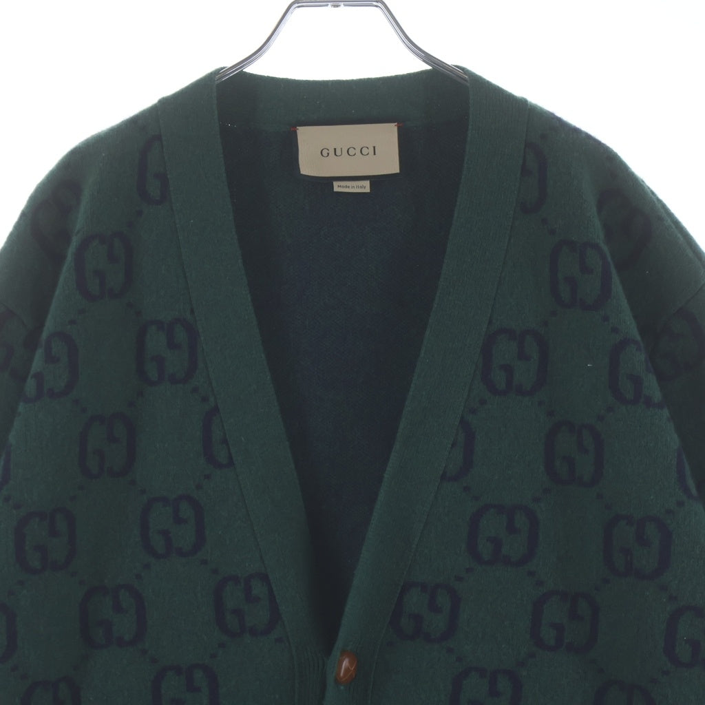 GUCCI(グッチ) GGジャガード くるみボタン ニットカーディガン ロゴ 総柄 ウール 678939
