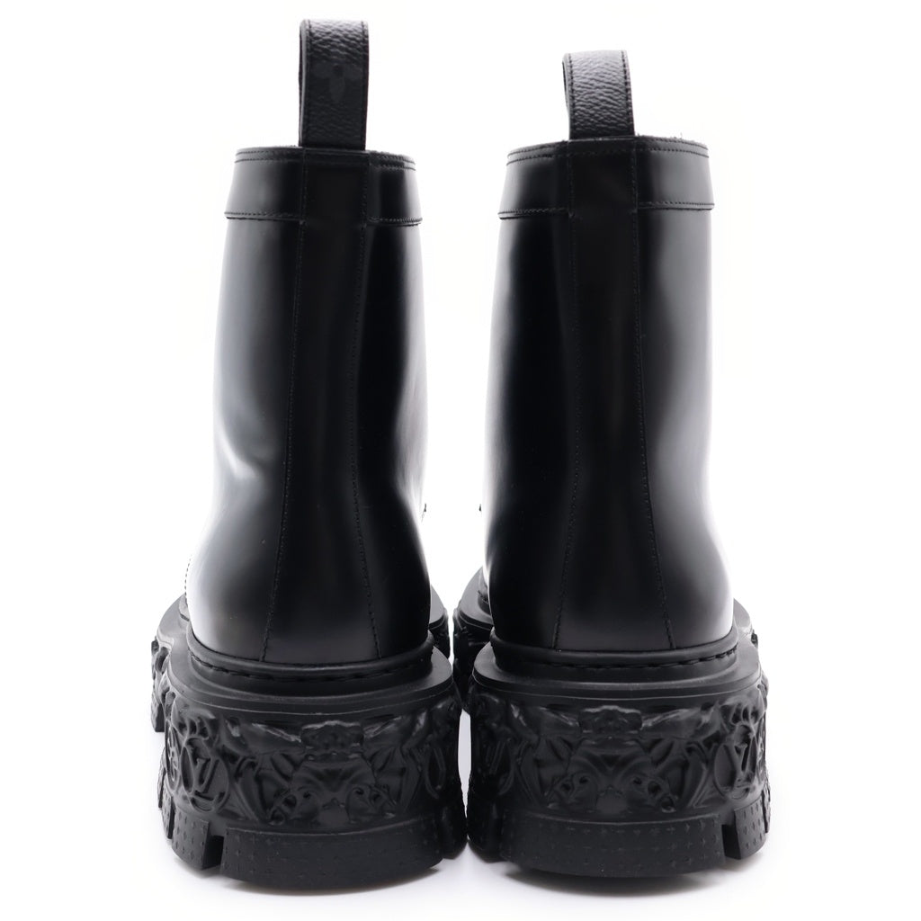 LOUIS VUITTON(ルイヴィトン) LVバロック ライン レザー レースアップ ショートブーツ シューズ ブラック 1AAH5U