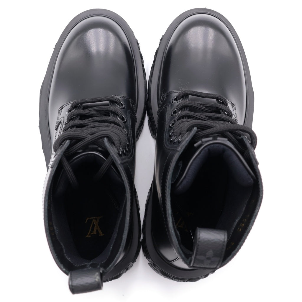 LOUIS VUITTON(ルイヴィトン) LVバロック ライン レザー レースアップ ショートブーツ シューズ ブラック 1AAH5U