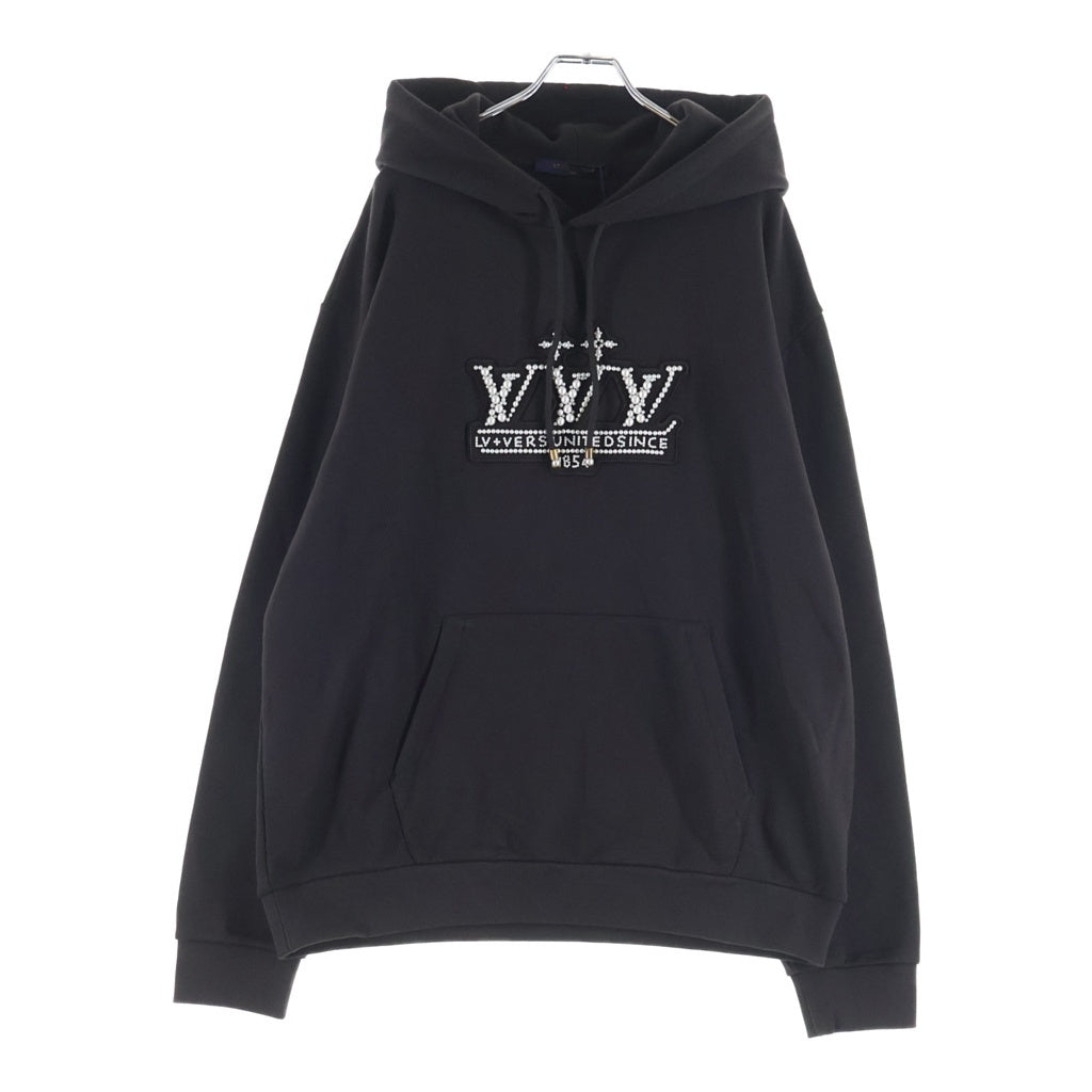 LOUIS VUITTON(ルイヴィトン) 25SS パールエンベリッシュド ロゴ プルオーバー スウェット パーカー フーディー ブラウン RM251M ZA8 HSY92W