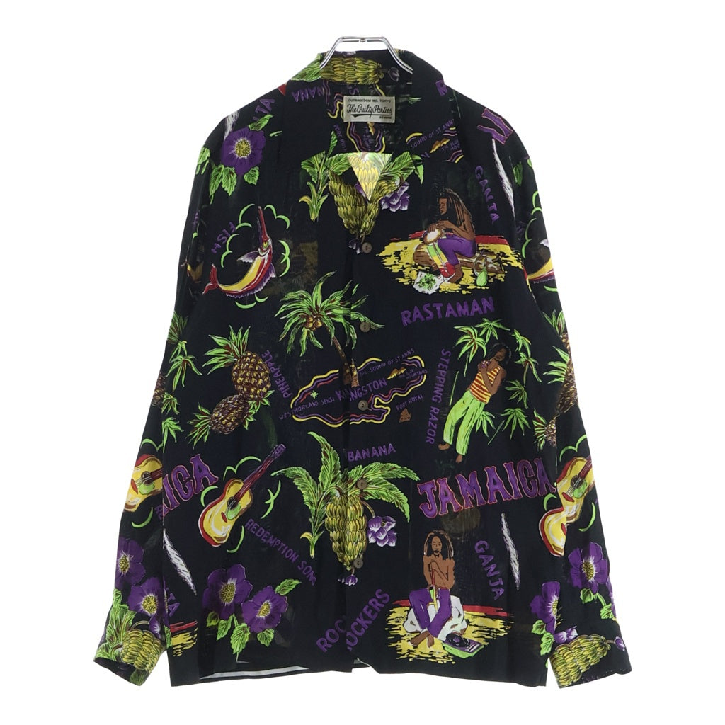 WACKO MARIA(ワコマリア) JAMAICA L/S HAWAIAN SHIRT ジャマイカ ハワイアン 長袖シャツ アロハ レーヨン ブラック