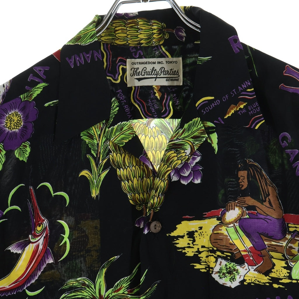 WACKO MARIA(ワコマリア) JAMAICA L/S HAWAIAN SHIRT ジャマイカ ハワイアン 長袖シャツ アロハ レーヨン ブラック