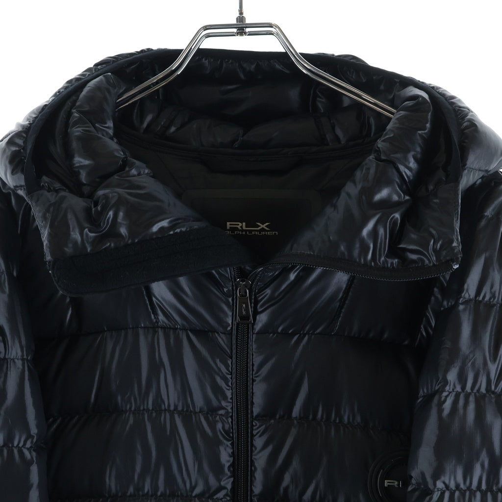 RLX RALPHLAUREN(アール エル エックス ラルフ ローレン) フーデッド ダウンジャケット ロゴ ジップアップ ポリエステル ブラック