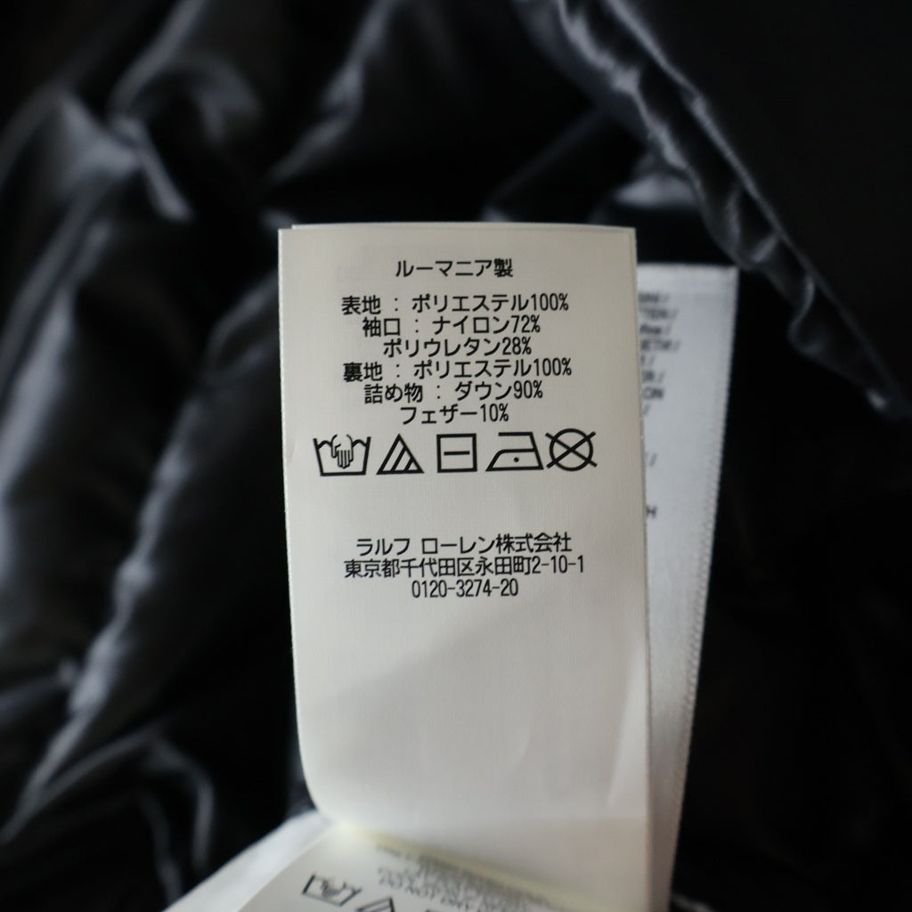 RLX RALPHLAUREN(アール エル エックス ラルフ ローレン) フーデッド ダウンジャケット ロゴ ジップアップ ポリエステル ブラック