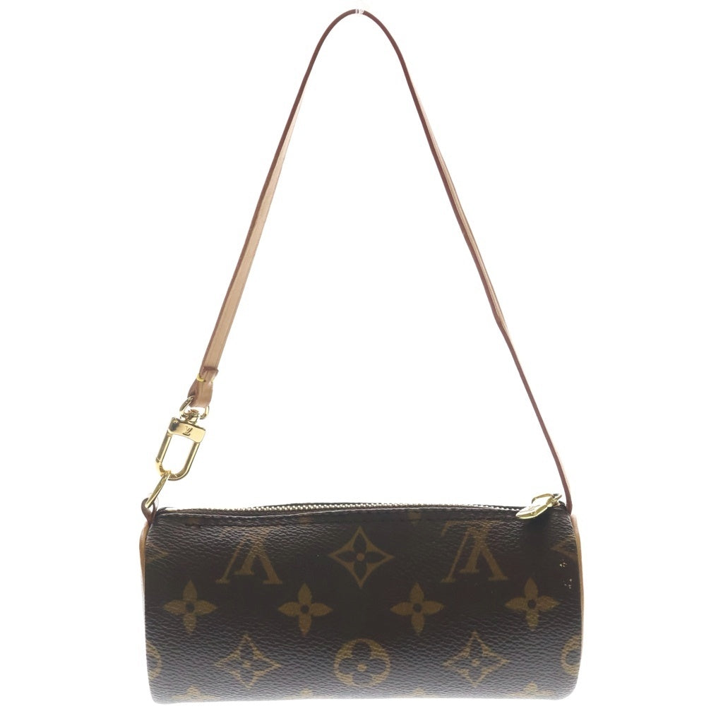 LOUIS VUITTON(ルイヴィトン) モノグラム ポシェットパピヨン ミニハンドバッグ ポーチ ケース ブラウン レザー×PVC M51380 ゴールド金具 レディース