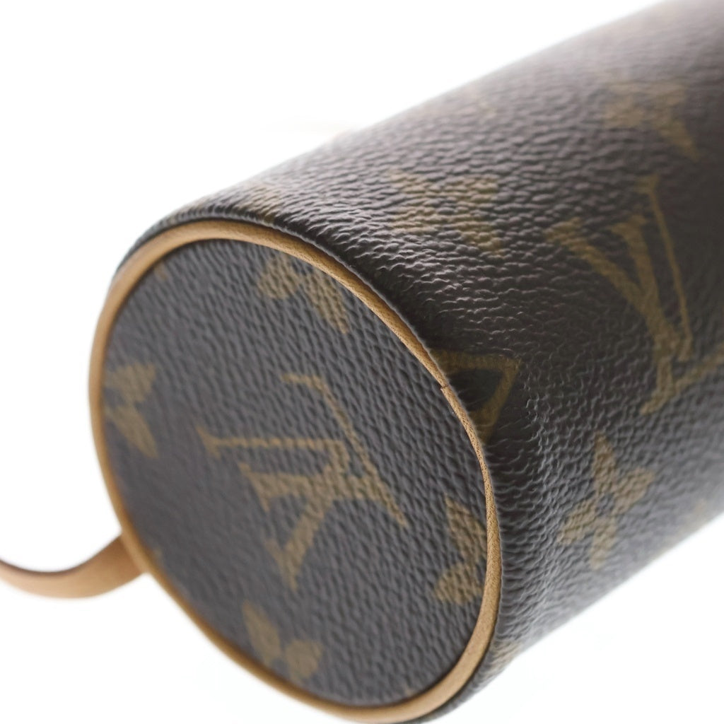 LOUIS VUITTON(ルイヴィトン) モノグラム ポシェットパピヨン ミニハンドバッグ ポーチ ケース ブラウン レザー×PVC M51380 ゴールド金具 レディース