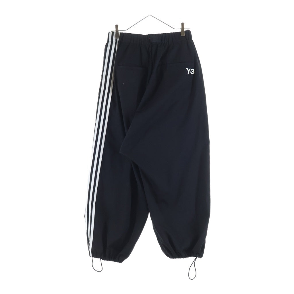 Y-3(ワイスリー) 24AW REFIND WOOL PANTS サイドライン サルエル ウール トラック パンツ ブラック IW7455