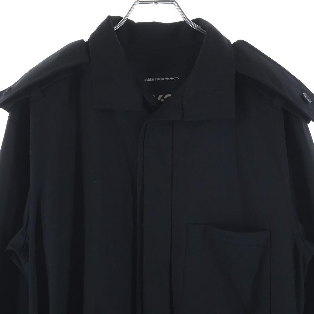 Y-3(ワイスリー) REFINED WOOL OVERSHIRT ウール オーバーシャツコート ブラック JX7295